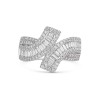 Platinum 1.30ct Baguette and Round Brilliant Fancy Crossover Band