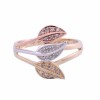 9ct 3 Colour Gold Brilliant Cut 0.10ct Diamond Leaf Fancy Band
