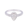 18ct white gold pear shape diamond 3 claw with round brilliant diamond shoulders, 0.82ct total weight.