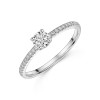 Platinum Round Brilliant 0.33ct Diamond Bar Set Solitaire Ring with Claw Set Shoulders