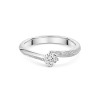 Platinum Round Brilliant 0.33ct Diamond Cross Over Solitaire Ring with Pave Set Shoulders