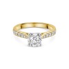 18ct Yellow Gold Round Brilliant 1.00ct Solitaire Ring with Claw Set Diamond Shoulders
