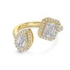 9ct Yellow Gold Brilliant And Baguette Cut Diamond 0.83ct Open Cluster Ring