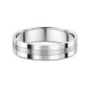 9ct White Gold 5mm Lined Gents Wedding Band