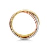 9ct White, Yellow and Rose Gold 2mm 3 Band Russian Wedding Ring