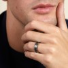 Titanium and Black Carbon Plated Double Line and Bevelled Edge 7mm Wedding Band