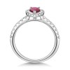 18ct White Gold Pear Cut 0.38ct Ruby and 0.37ct Diamond Halo Ring