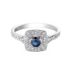 18ct White Gold 0.30ct Sapphire & 0.20ct Round Brilliant Diamond Ring