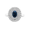18ct White Gold Oval 7x5mm Sapphire & Diamond 0.50ct Double Row Halo Ring