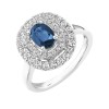 18ct White Gold Oval 7x5mm Sapphire & Diamond 0.50ct Double Row Halo Ring