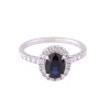 18ct White Gold Oval Cut Sapphire 2.27ct Diamond Halo Ring