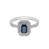 18ct White Gold Emerald Cut Sapphire 1.12ct Diamond Double Halo Ring