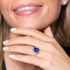 18ct White Gold Cushion Cut 3.13ct Sapphire and 1.24ct Diamond Halo Cluster Ring