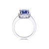 18ct White Gold Cushion Cut 3.13ct Sapphire and 1.24ct Diamond Halo Cluster Ring