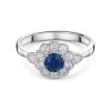 18ct White Gold 0.62ct Round Brilliant Sapphire & Diamond Halo 1.04ct Ring