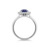 18ct White Gold Oval Cut Sapphire and Round Brilliant Diamond Cluster Ring