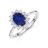 18ct White Gold Oval Cut Sapphire and Round Brilliant Diamond Cluster Ring