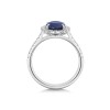18ct White Gold Oval Cut 1.50ct Sapphire Ring With Diamond Halo and Shoulders