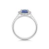 18ct White Gold Oval Cut 1.50ct Sapphire Ring With Diamond Halo and Shoulders