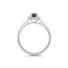 18ct White Gold Octagonal Cut 0.70ct Sapphire Halo Ring with Diamond Shoulders