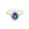 18ct Yellow Gold Oval Cut Sapphire and Brilliant Cut Diamond 0.98ct Cluster Ring