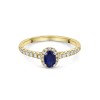 18ct Yellow Gold Oval Cut Sapphire and Diamond 0.75ct Halo Ring