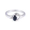 9ct White Gold Oval Sapphire And 0.02ct Diamond Ring