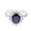9ct White Gold Oval Cut Blue and White Brilliant Cut 1.67ct Sapphire Cluster Ring