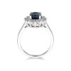 9ct White Gold Oval Cut Blue and White Brilliant Cut 1.67ct Sapphire Cluster Ring