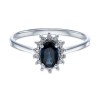 9ct White Gold 0.50ct Oval Sapphire and 0.05ct Diamond Cluster Ring