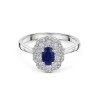 9ct White Gold 0.71ct Oval Sapphire with Illusion Set Diamond Halo Ring