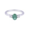 18ct White Gold Oval Sapphire 1.07ct & Round Brilliant Diamond 0.23ct 3 Stone Ring
