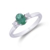 18ct White Gold Oval Sapphire 1.07ct & Round Brilliant Diamond 0.23ct 3 Stone Ring