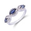 18ct White Gold 3 Stone Oval Sapphire 1.27ct And Diamond 0.40ct Ring