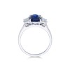 18ct White Gold Oval Cut 3.12ct Sapphire and 0.60ct Diamond Three Stone Ring