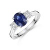 18ct White Gold Oval 1.20ct Sapphire and Diamond Three Stone Ring