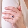 18ct White Gold Octagonal 1.33ct Sapphire and Diamond Three Stone Ring