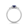 18ct White Gold Octagonal Cut 1.20ct Sapphire and Diamond Three Stone Ring