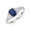 18ct White Gold Octagonal Cut 1.20ct Sapphire and Diamond Three Stone Ring