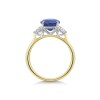 18ct Yellow Gold Oval Cut 3.62ct Blue Sapphire with Diamond 3 Stone Ring