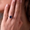 18ct Yellow Gold Oval Cut 3.62ct Blue Sapphire with Diamond 3 Stone Ring