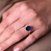 18ct Yellow Gold Oval Cut 3.62ct Blue Sapphire with Diamond 3 Stone Ring