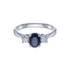 9ct White Gold 0.10ct Diamond and 0.75ct Sapphire Ring
