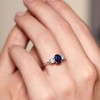 9ct White Gold 0.10ct Diamond and 0.75ct Sapphire Ring