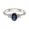 9ct Yellow Gold 0.50ct Oval Sapphire and 0.55ct Diamond Three Stone