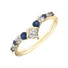 18ct Yellow Gold 0.27ct Diamond and Sapphire Wishbone Eternity Ring