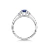 9ct White Gold 0.47ct Emerald Cut Sapphire & 0.22ct Diamond Ring