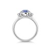 Platinum Emerald Cut 1.18ct Blue Sapphire with Diamond Halo Cluster Ring