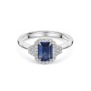 Platinum Emerald Cut 1.18ct Blue Sapphire with Diamond Halo Cluster Ring
