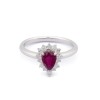 18ct White Gold 0.73ct Pear Shape Ruby and 0.29ct Round Brilliant Diamond Cluster Ring